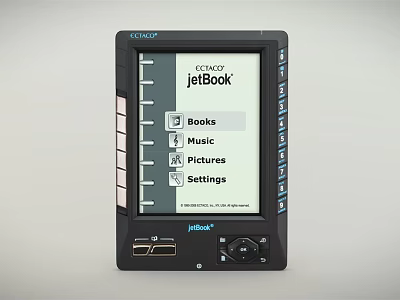 JetBook Digital Multimedia Device With Books Music Pictures Settings On Display Screen 3d model