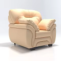 Comfortable Beige Leather Single Chair With Plush Armrests And Soft Backrest