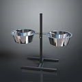 Stainless Steel Double Pet Feeding Bowls With Black Stand Design