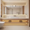 Modern Bathroom Interior With Large Mirror Wooden Vanity And Soft Lighting 3d model