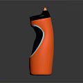 Orange Water Bottle With Black Lid And Textured Grip Shiny Surface