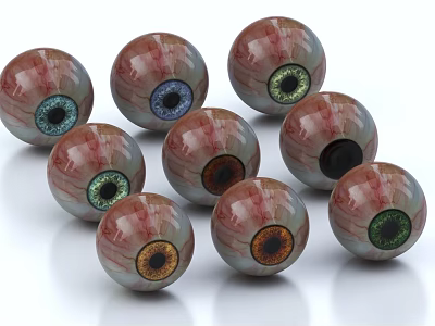 Medical Device Eyeball Models With Various Colored Irises For Ophthalmic Teaching And Examination 3d model