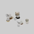 Elegant Decorative Ornament Set With Marble Glass Gold Candle Holders And Various Shaped Candles