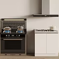 Modern range hood and stove combination 3d model