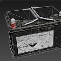 Lead Acid Battery With Red Silver Terminals And Recycling Warning Labels