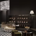 Modern Luxury Bar Interior With Geometric Floors And Creative Lighting 3d model