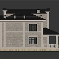 Modern Two Story Detached Villa With Gray Exterior Black Roof Large Windows And Decorative Steps