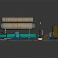 Industrial Machinery Setup With Cylindrical Equipment Motors And Pumps On Platform
