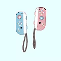 Cute Blue and Pink Entertainment Electronics Game Controllers with Paw Print Decorative Stickers