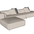Modern Light Beige L Shaped Sofa Set With Multiple Grey And Beige Cushions 3d model