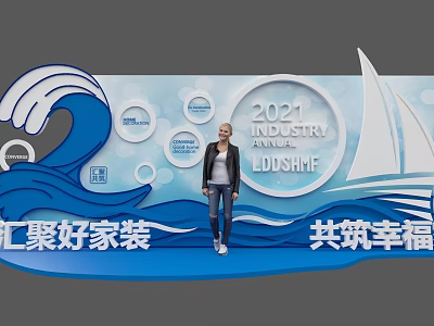 2021 Industry Photo Check-in Spot With Waves Sailboat And Home Decoration 3d model