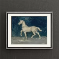 Detailed Horse Animal Painting In Sketch Style With Gray Framed Artwork For Home Decor