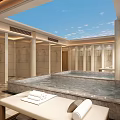 Serene SPA Sauna Interior Featuring Sky Ceiling Pool and Relaxation Benches with Towels
