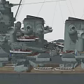 Detailed Battleship Featuring Main Turrets Wooden Deck And Upper Superstructure 3d model