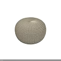 Modern Beige Round Handwoven Stool With Intricate Woven Texture For Living Room