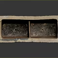 Antique Rustic Terracotta Rectangular Container With Textured Surface And Worn Edges 3d model