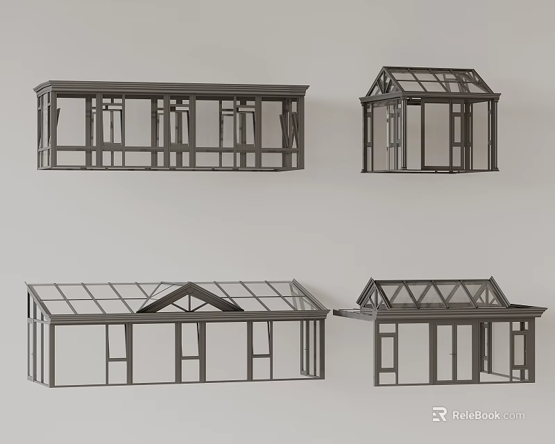 Multiple Types Of Aluminum Glass Sun Shade Canopy For Patio And House Exterior Decoration 3d model 
