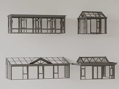 Multiple Types Of Aluminum Glass Sun Shade Canopy For Patio And House Exterior Decoration 3d model