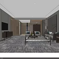 Modern Hotel Guest Room Interior With Sofa Coffee Table TV Console And Area Carpet