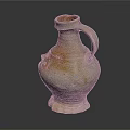Handcrafted Ceramic Vase With Handle And Cream Yellow Textured Design