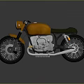 Vintage Orange Motorcycle With Green Seat Metallic Body And Black Wheels Design