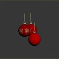 Red Christmas Ornaments With Gold Hooks And Snowflake Design For Holiday Decorations