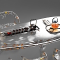 Acrylic tea table and chair combination 3d model