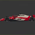 Red and White Formula 1 Racing Car with Streamlined Body and Large Wheels 3d model