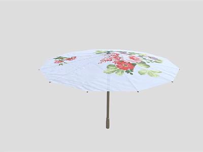 White Umbrella With Beautiful Floral Pattern For Stylish Everyday Use 3d model