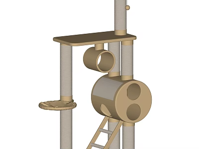 Sturdy Multi Level Cat Tree With Platform Ladder And Circular Tunnels 3d model