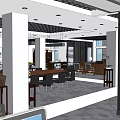 Modern Office Space With Wooden Conference Table Black Chairs Green Plant Wall And Pendant Lights