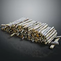 Natural Stacked Wood Logs Featuring Varied Lengths And Smooth Textured Surfaces