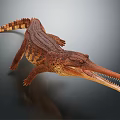Aquatic Animal Crocodile 3D Model With Brown Orange Skin Open Mouth And Sharp Teeth
