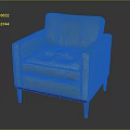 Light Green Square Armchair With Armrests And Red Wooden Legs Design