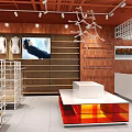 Modern Retail Showroom Interior With Bicycle Display Metal Shelving And Open Layout