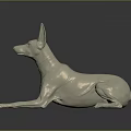 White Egyptian Style Dog Statue Lying On Smooth Surface With Collar And Large Ears