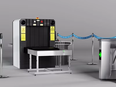 Public Facility Security Equipment Including Scanner Gate Barrier Tape and Turnstile 3d model