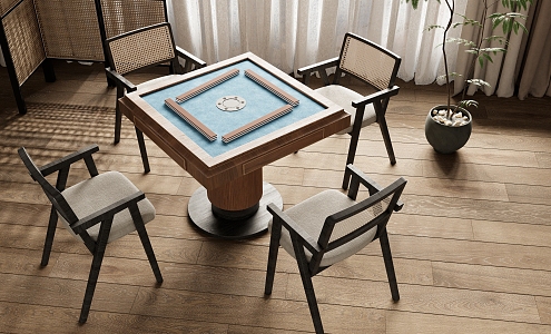 -Ji Feng Mahjong Table and Chair Chess and Card Room Table and Chair Entertainment Table and Chair 3d model