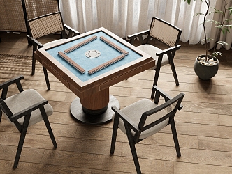 -Ji Feng Mahjong Table and Chair Chess and Card Room Table and Chair Entertainment Table and Chair 3d model