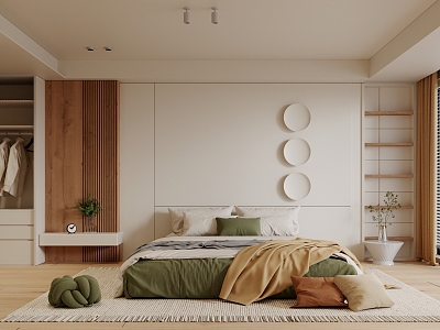 Quiet Bedroom Minimalist Cream Bedroom 3d model