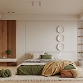 Quiet Bedroom Minimalist Cream Bedroom 3d model