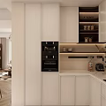 Sleek Modern Kitchen Interior With White Cabinets Black And White Tile Backsplash Oven And Countertop