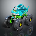 Kids Shark Themed Toy Truck With Big Green Wheels And Blue Body Design