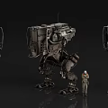 Large Futuristic Mech Characters With Small Human Figure In Game And Movie Scenes