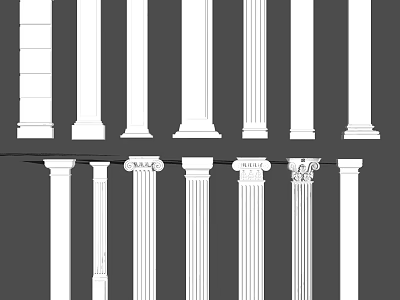 Various Roman Column Designs Featuring Classic Architectural Details And Styles 3d model
