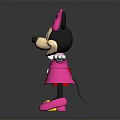 Cute Mickey and Minnie Dolls with Red Shorts Pink Dress Bow and Yellow Shoes Standing