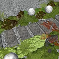 New Chinese Style Landscape Ting Stone Head Garden Paving Fresh Moss Micro Terrain 3d model
