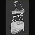 Fashionable Brown Bikini Set With Strappy Top And Mesh Skirt Design