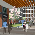Modern Office Building Simple Multi-storey Office Building Fold Plate Horizontal Line 3d model