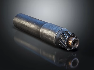 Tactical Military Weapon Metal Artillery Shell With Shiny Surface And Tail Structure 3d model